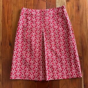 Boden Red and cream Patterned A-Line Skirt